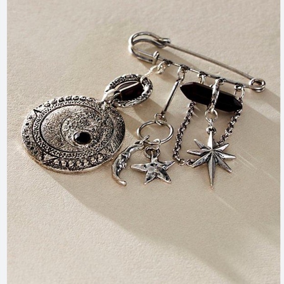 Free People Jewelry - Free People carry on dangle pin Silver Celestial Charm Brooch